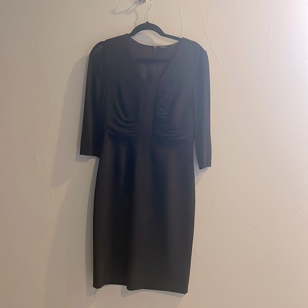 CLOSET CLEAR OUT! Elie Tahari black sheath dress withsheer sleeves, size 6